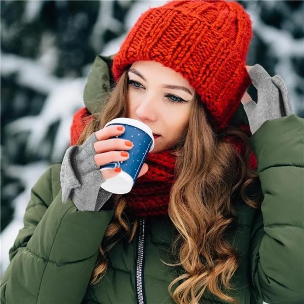 4 Pairs Winter Knitted Half Finger Convertible Fingerless Mittens Flip Top Cover